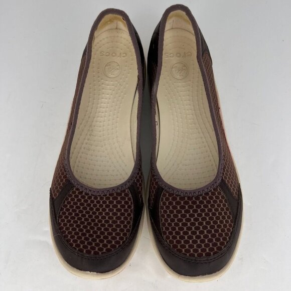 Crocs Womens Brown Duet Busy Day Ballet Flats Round Toe Size 9 Slip On Shoes - Picture 4 of 9